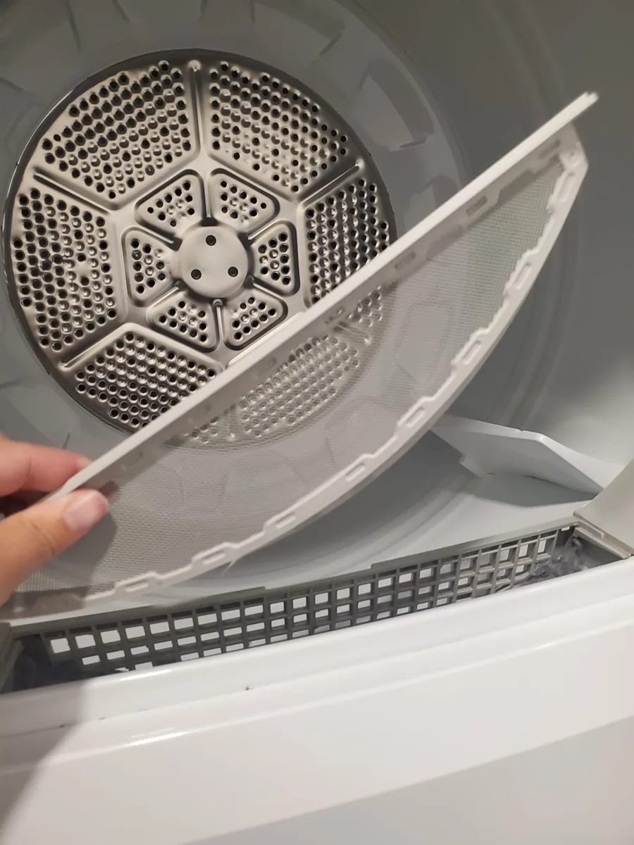 Dryer interior and lint screen after cleaning