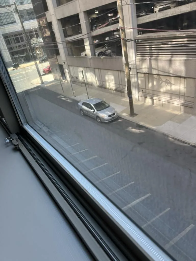 Apartment window and track before cleaning