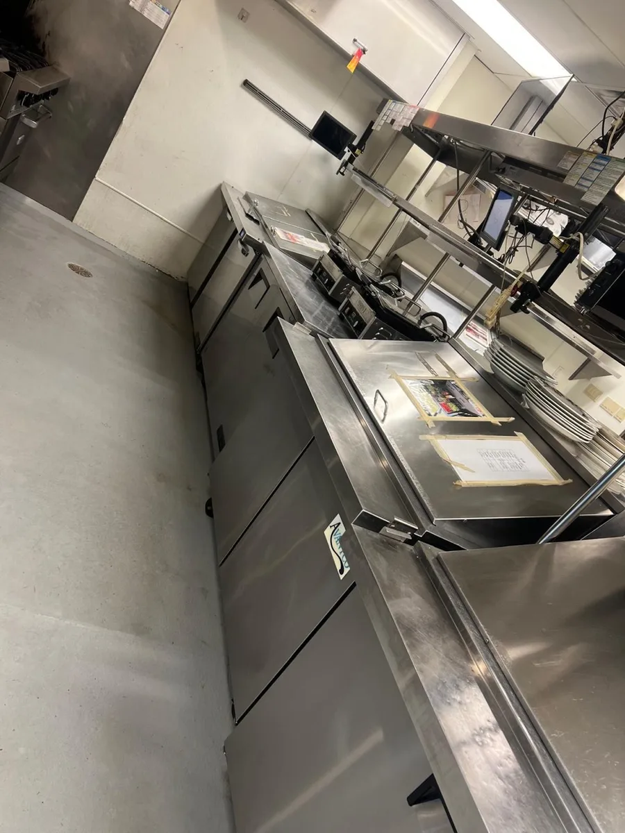 Restaurant preparation counters after cleaning