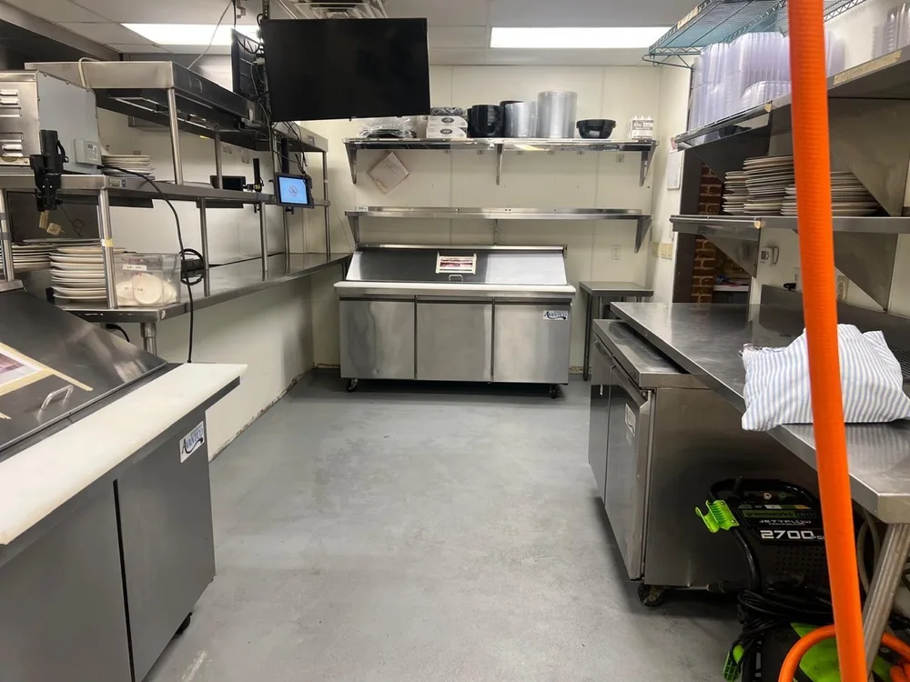 Restaurant preparation area after cleaning