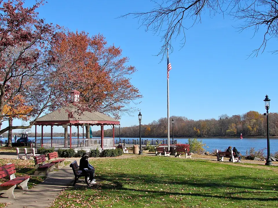 The Delaware River at Lions Park in Bristol Borough